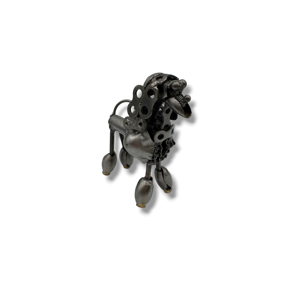 Scrap Metal Poodle Figurine Small Gray Industrial Steampunk Art